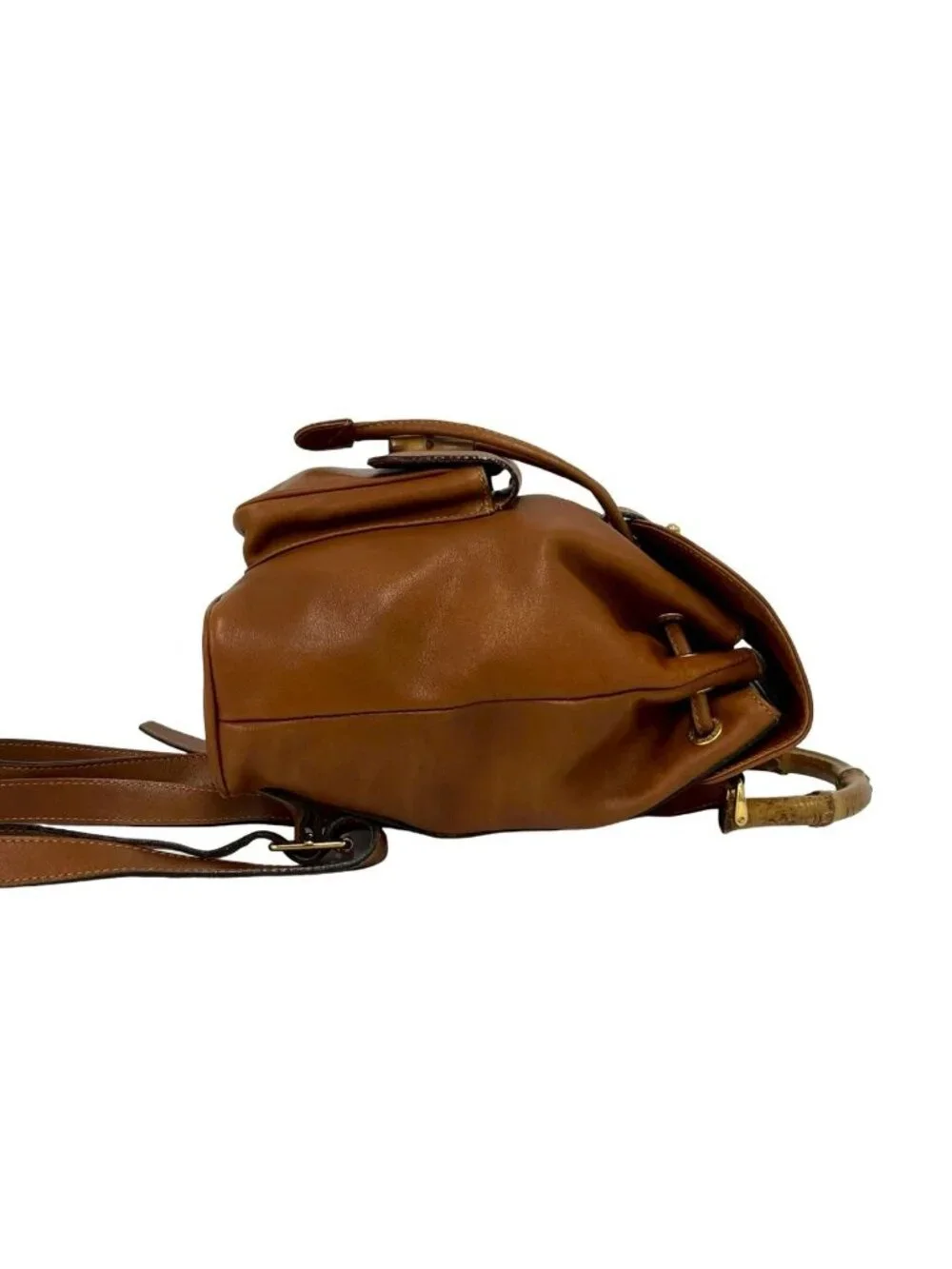 Gucci Vintage Bamboo Leather Backpack Brown
